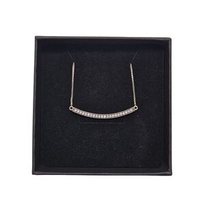 Pandora Sterling Silver Curved CZ Bar Necklace